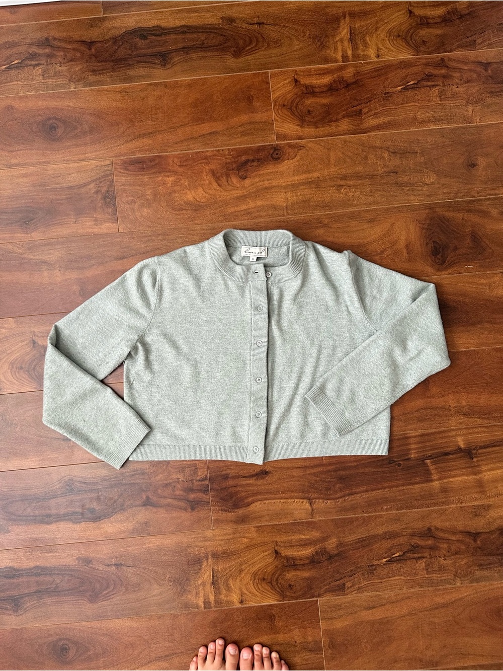 Luna x Sol Classic Crewneck Cropped Cardigan - Light Sage